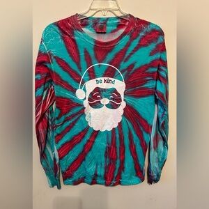 Bright Colorful Be Kind‎ Christmas Santa Tie Dye LS Size Medium Sunshine Sisters